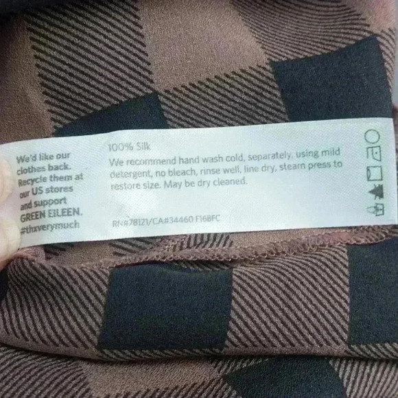 Eileen Fisher 100% Silk Buffalo Check Sleeveless Tunic - Picture 4 of 5